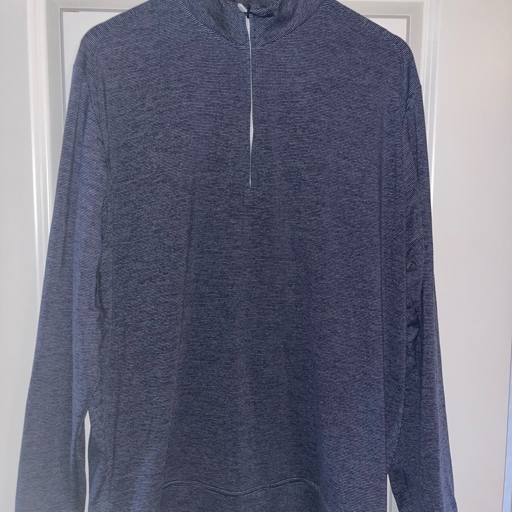 johnnie-O Navy Striped 1/4 Zip-Up Pullover Sweater